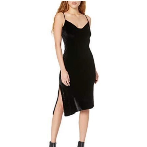 AG Jeans Adriano Goldschmied Gia Black Velvet Cowl Neck Slip Dress - Picture 1 of 6
